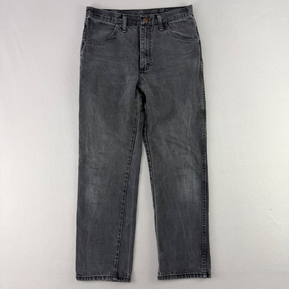 VTG Rustler Regular Fit Jeans Mens 32x30 Black Denim Straight Leg Faded Western